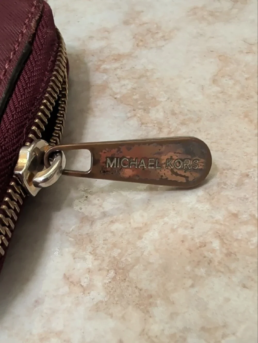 Michael Kors Burgundy Zip Around Wallet GUC